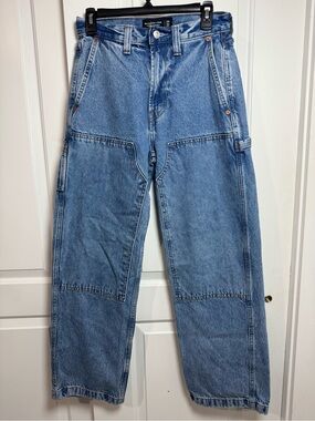 Abercrombie & Fitch Authentic Rigid Denim Baggy Carpenter Jeans Men Blue 28x32